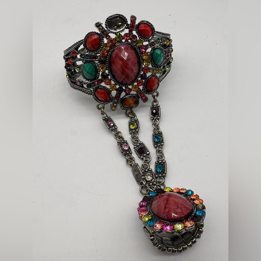 Multicolor Gemstone Bracelet W/Ring - image 4